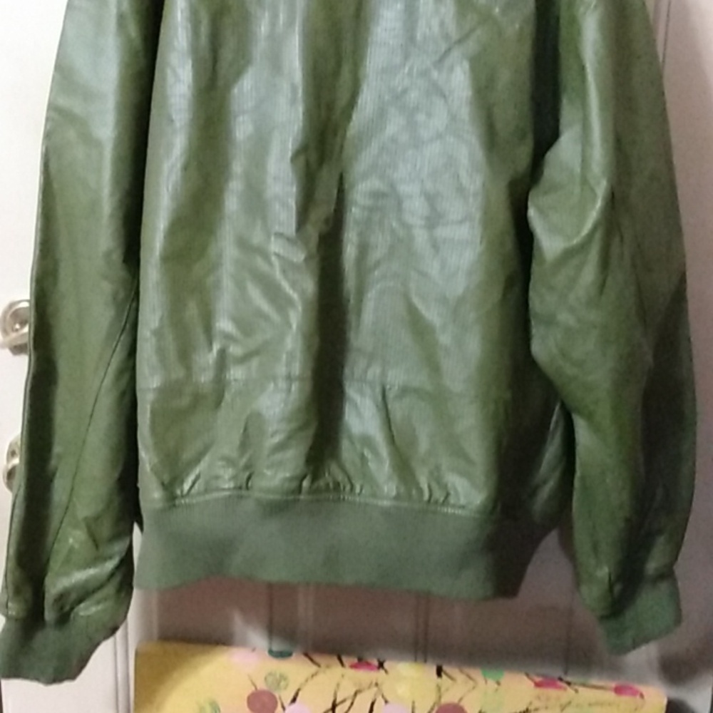 Green Leather Motorcycle Jacket 3XL - Picture 10 of 15